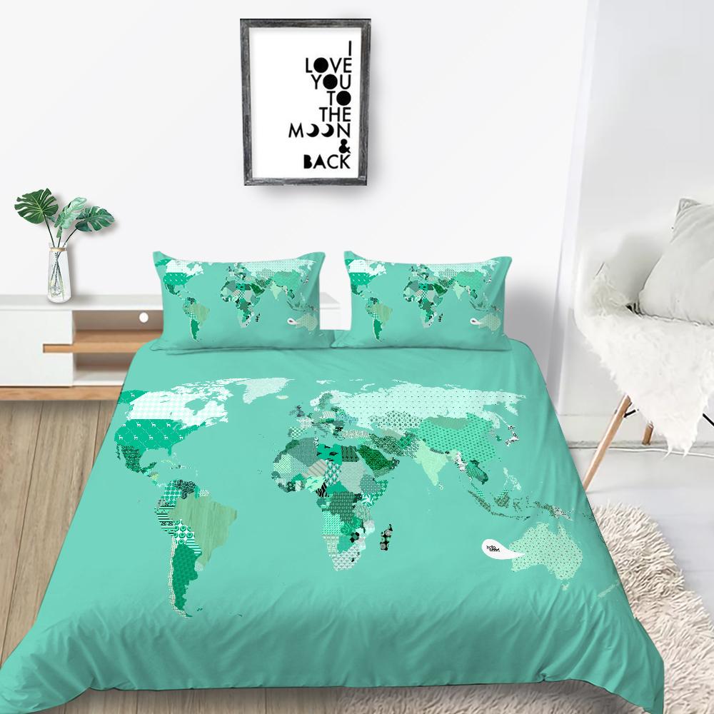 Новая мода Мода Стиль Duver Чехол Набор Уникальный Дизайн Пододеяльник Набор Мальчиков Подростков King Queen Size Роскошные Постельные Принадлежности Костюм Карта Постельные Наборы
