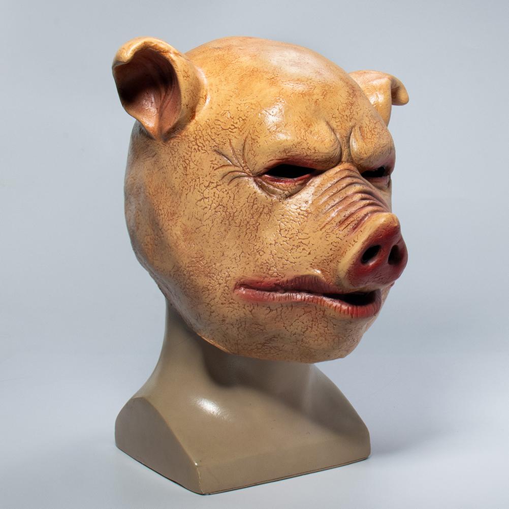 Scary Pig Head Mask Halloween Costume Cosplay Props Bloody Pig Head Horror Adult Head Mask