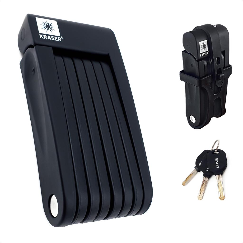 KRASER KR7022B Bicycle Chain Foldable Bike Portable Motorcycle Lock Electric Scooter Piton with Bracket Bicycle Lock Helmet Saddle Safety Helmet Lock