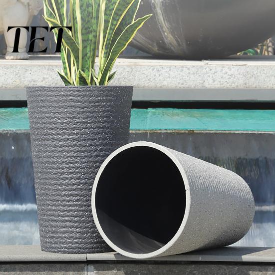 Durable Garden Pot for Large Houseplants Tall Round Flower with Drainage Holes, 17 Inch Stone-Look Weather Resistant Decorative Container Planter,