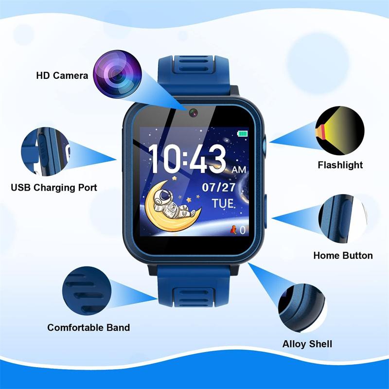 Детские умные часы, 24 игры-головоломки, часы с телефонным звонком, музыкальный плеер, шагомер, будильник, калькулятор, фонарик, подарок для мальчиков и девочек 4-12 лет