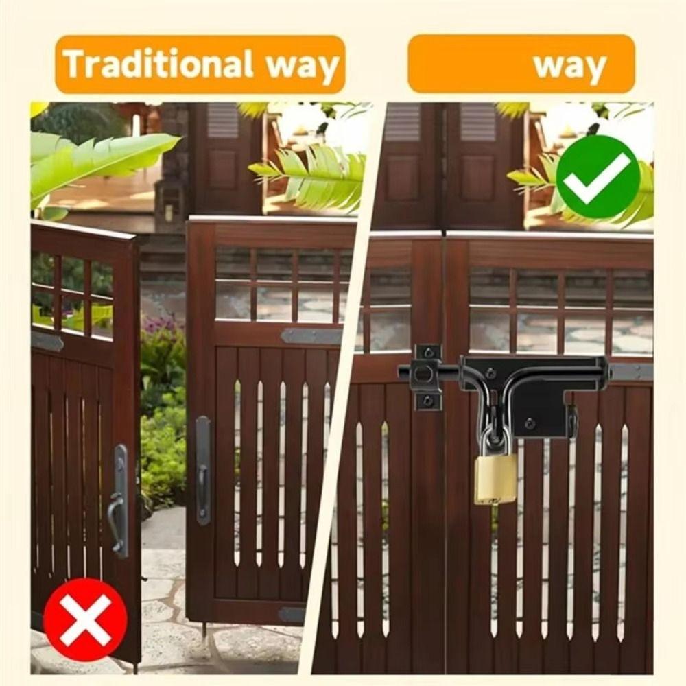 Black Door Lock Heavy Duty Iron Bolt Sliding Lock Privacy Fence Door Slide Bolt Lock Barn Doors