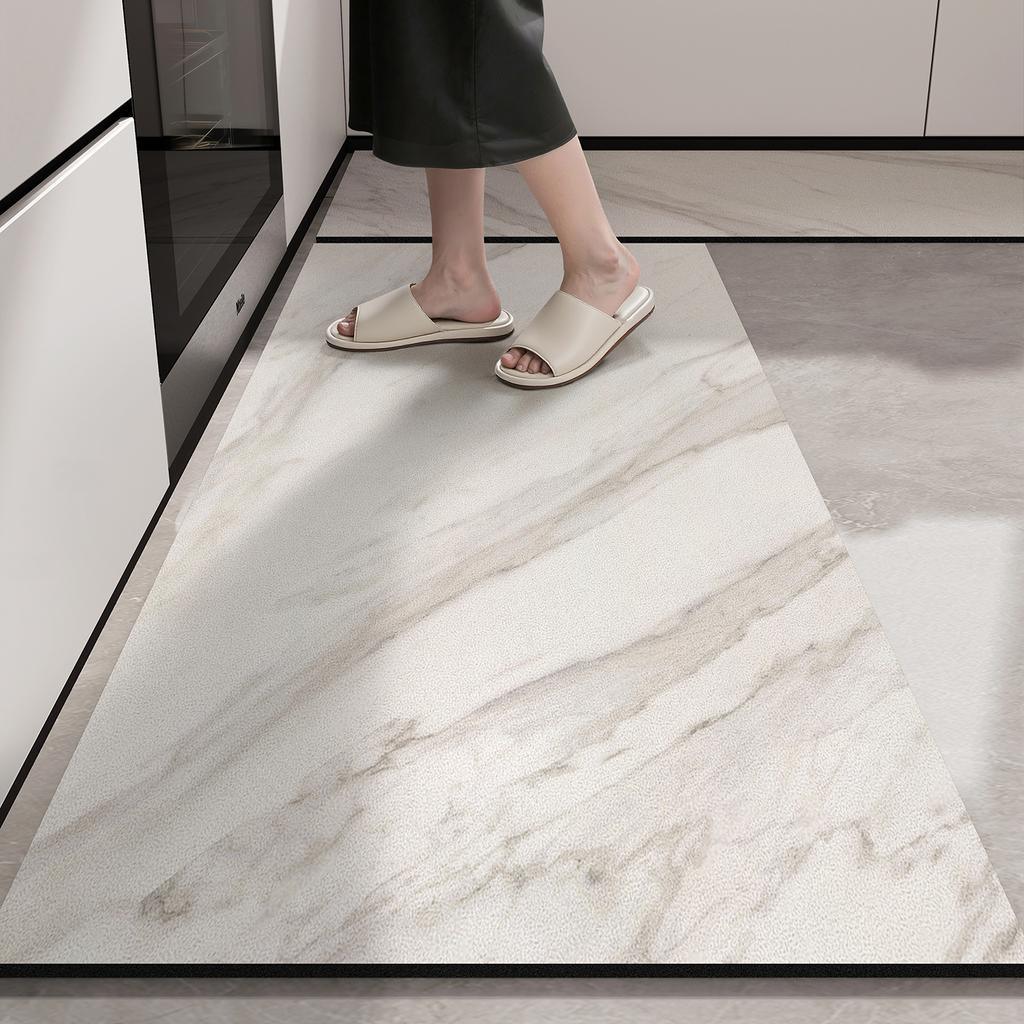 Кухонный коврик Водонепроницаемые ПВХ напольные коврики Домашний декор Ковер с мраморным принтом Нескользящий кожаный коврик Противоусталостные Alfombras De Cocina