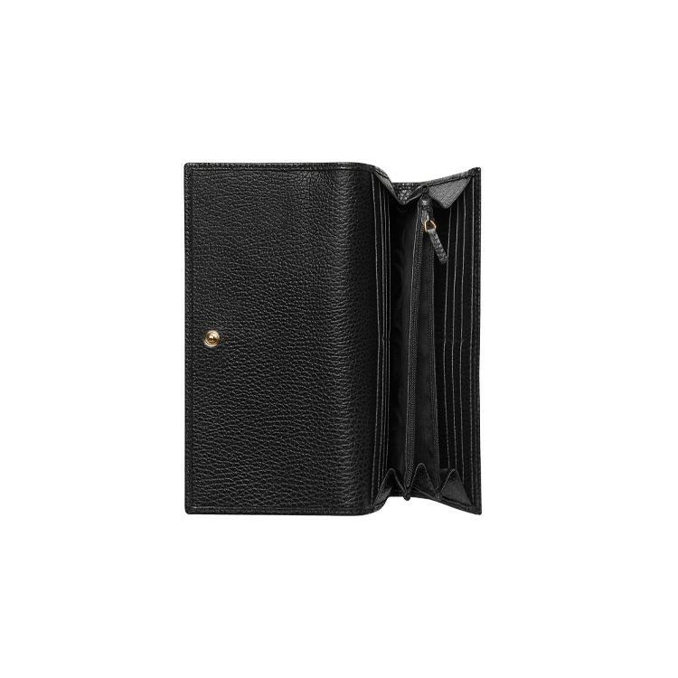 Gucci Marmont Small Double G Metal Decor Zipper Coin Purse Snap Closure Leather Wallet Women wallet Black 456116-CAO0G-1000