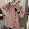 Винтажный ленивый кардиган V-образного выреза, вязаный, для женского осенне-зимнего сезона, новый, свободный, универсальный, на пуговицах, куртка-свитер для женщин