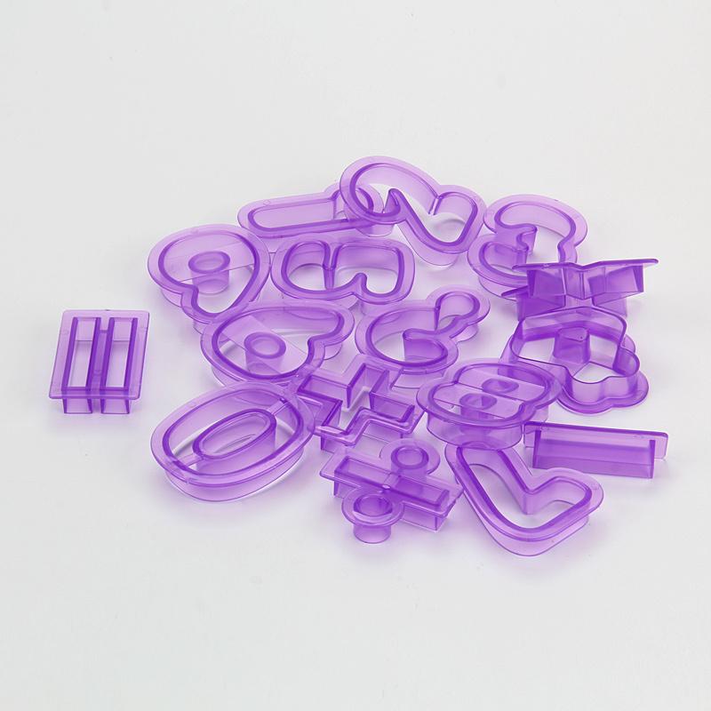 Plastic 16pcs Numbers& Symbol Shapes Fondant Stamps Cookie Cutters Set Baking Craft Tools HB1060F