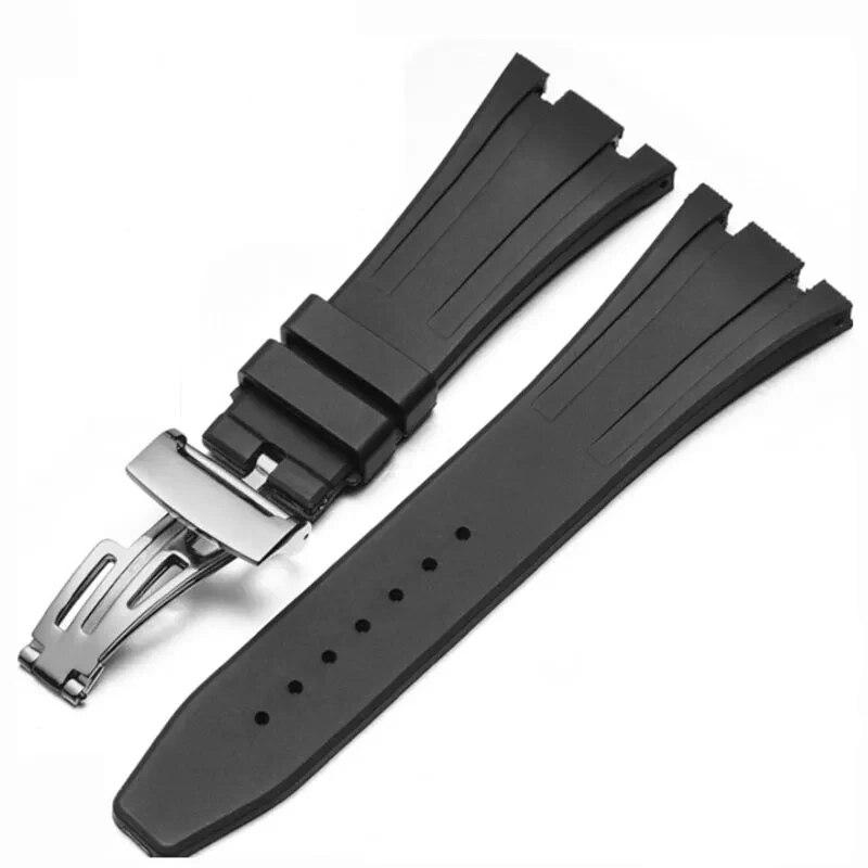 Silicone Watch Band for AP Royal Oak Offshore Series 15710 26470 Folding Buckle Rubber Strap 28mm