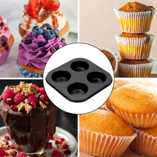 Muffin Pan Carbon Steel Cupcake Pan Nonstick Heavy Duty Easy To Clean 4/6 Cup Waffles Baking Mold for Parties