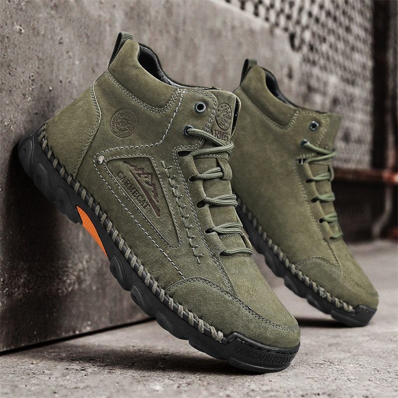 Новые осенние мужские ботинки из натуральной кожи ручной работы, кроссовки с уличным дизайном, мужская дышащая повседневная кожаная обувь, мужские ботильоны
