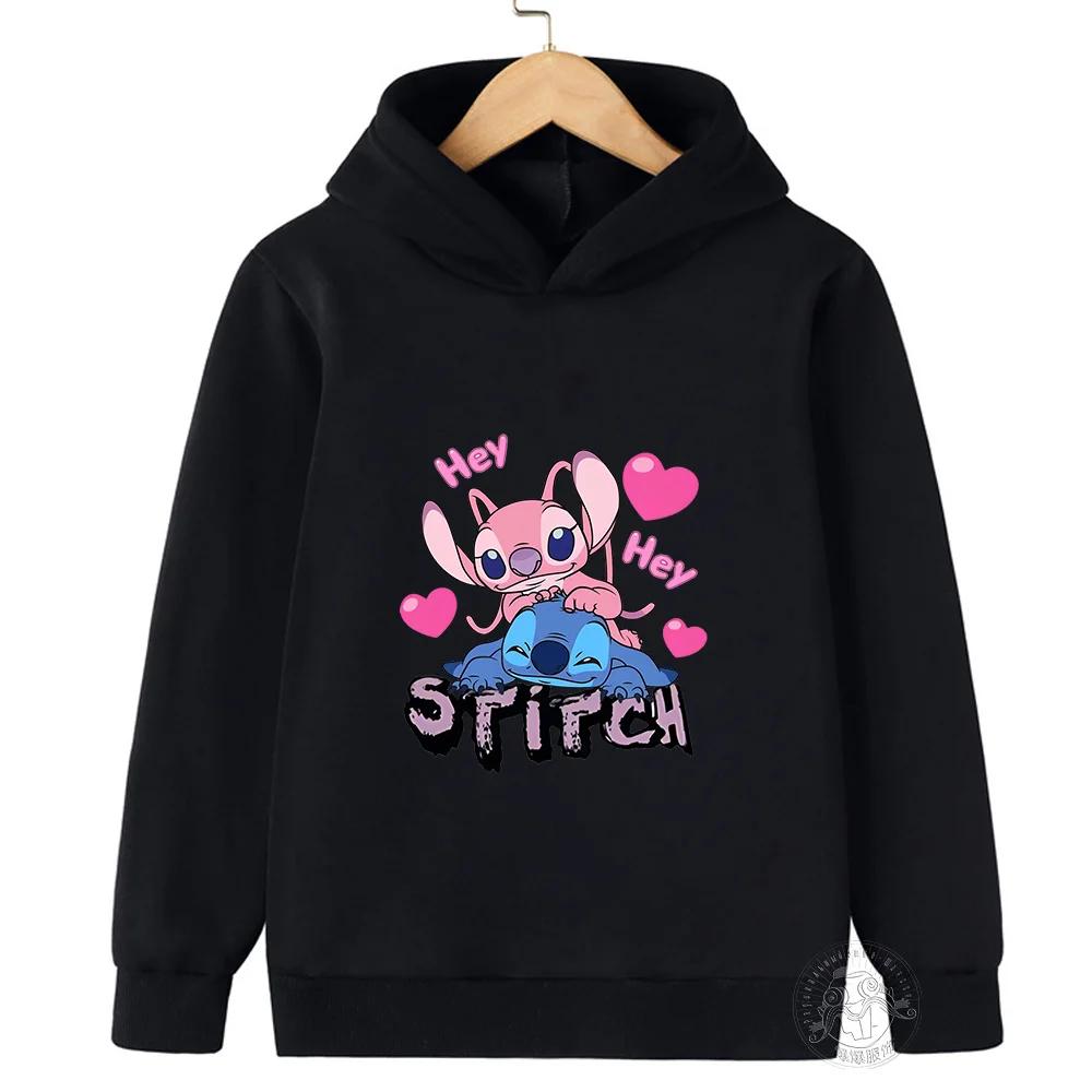 Толстовки MINISO Stitch Уличная мода Свитер для мальчиков и девочек Детский спортивный пуловер Толстовка для занятий спортом на открытом воздухе детская одежда