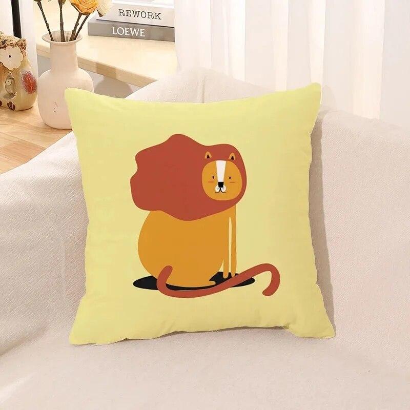 Cartoon Animal Print Pillow Case Living Room Sofa Cushion Cover Bedroom Room Bedside Home Decoration