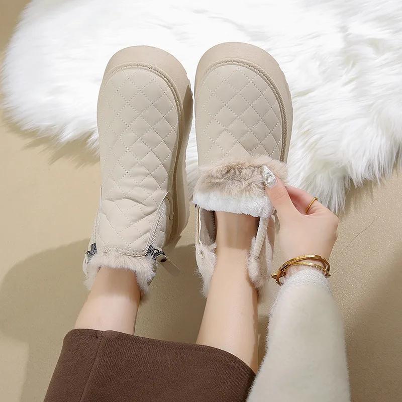 Женские ботильоны с подкладкой, высокие зимние ботинки, женская обувь на осень-зиму, повседневные, на платформе, теплые, из хлопка, с плоской подошвой, короткие ботинки