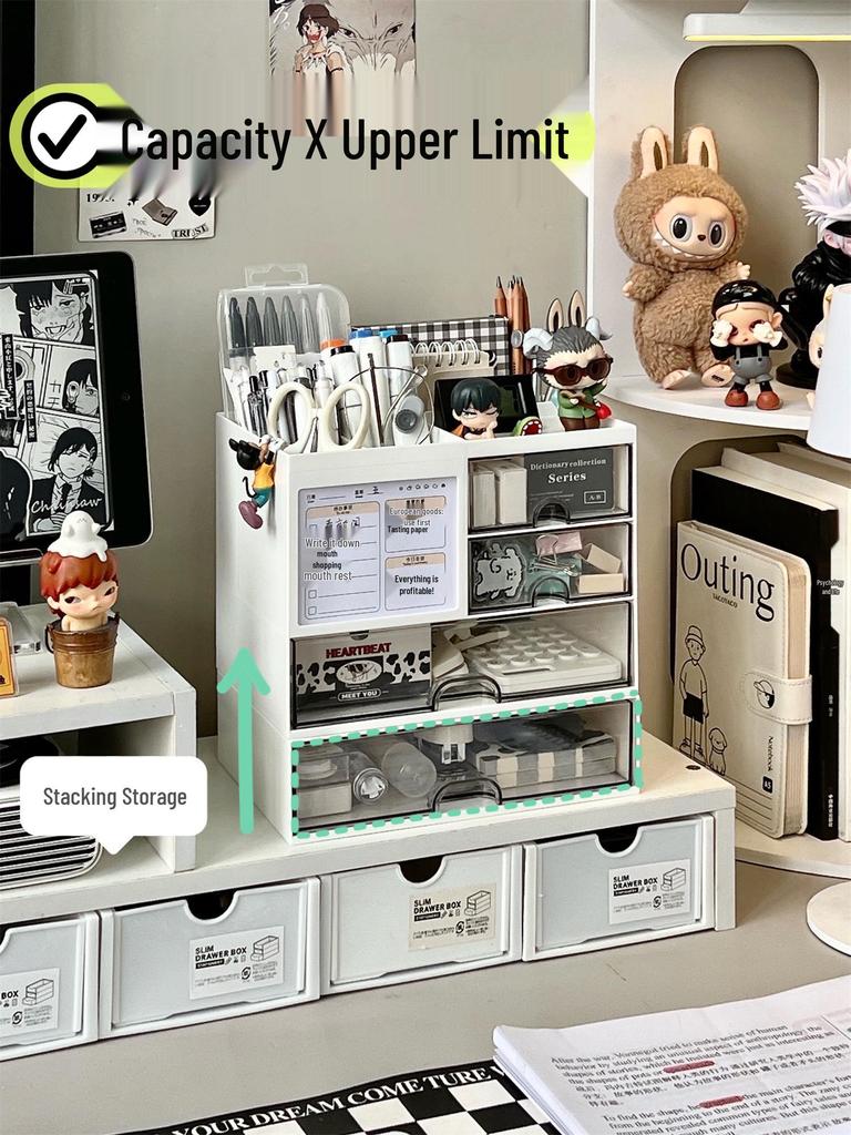 Acrylic Desktop Organizer: Drawer-Type Student Punch Clock & Pen Holder