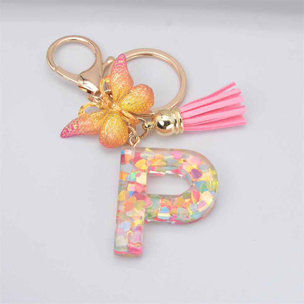 Fashion DIY A-Z Letters keychain Metal Holder Pendent Key Chain Women Car Key Ring Simple Letter Key Party Gift Jewelry