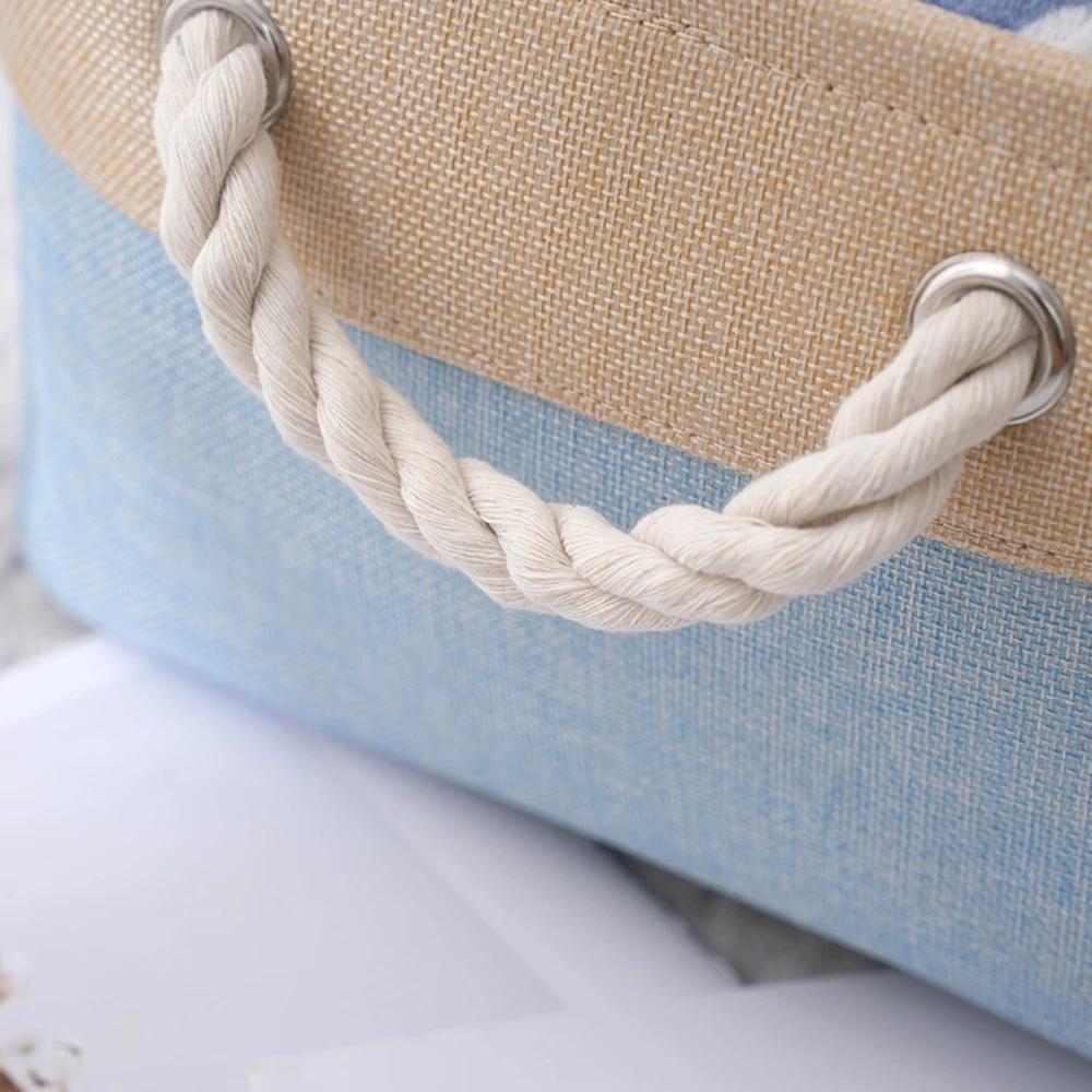 Корзина для хранения хлопка и льна, органайзер для дома, корзина для сортировки всякой всячины с ручкой, переносная детская игрушка, простая коробка для хранения