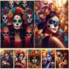 Festive and Mysterious Mexican Girl Day of Dead Gothic Sugar Skulls Canvas Painting Posters Prints Wall Art Picture Home Decor