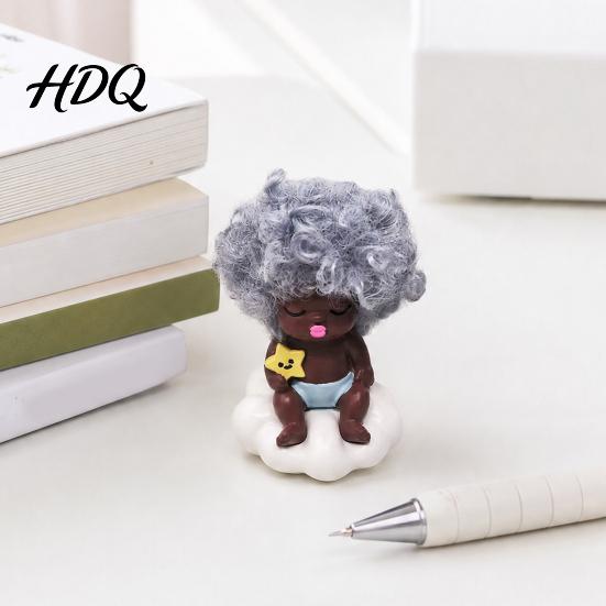 Reliable Companion Toy Mini Doll Figurine Small Resin Little Baby Desktop Warm Appearance Ornament for Car Dashboard Home Office Desk Shelf Decor