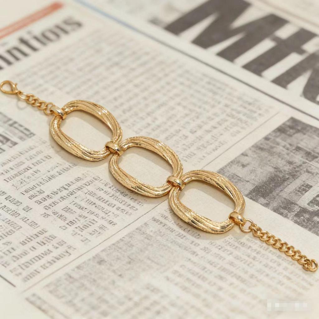 Модный геометрический металлический чокер и набор браслетов