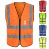 Men High-Visibility Reflective Vest V-neck Sleeveless Multi Pockets Design Waistcoat Clear ID Pocket Pen Holder Breathable Mesh Vest Coat