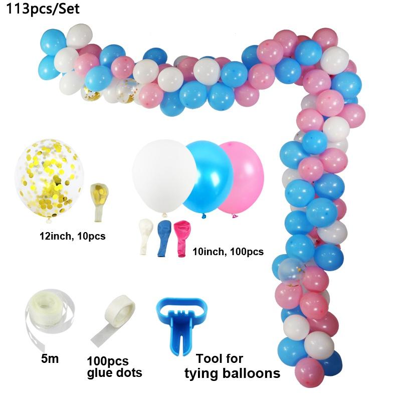 Baby Shower Decorations Macaron White Pink Blue Gold Balloon Arch Kit Wedding Birthday Boy Or Girl Gender Reveal Party