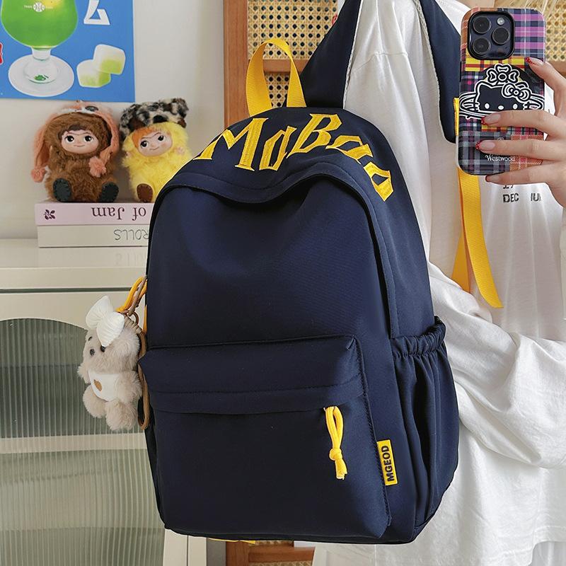Schoolbag high school bag ins wind letter embroidered backpack junior high school girl high value college student lightweight backpack