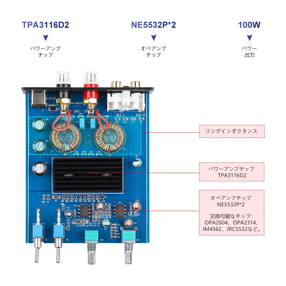 TPA3116D2 100 Вт усилитель сабвуфера класса D HiFi моно цифровой высокомощный аудиоусилитель AMP домашний кинотеатр DC12-24V (TPA3116D2, черный)