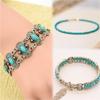 Богемский бирюзовый браслет и цепочка на ногу, винтажный этнический стиль с каплевидным драгоценным камнем