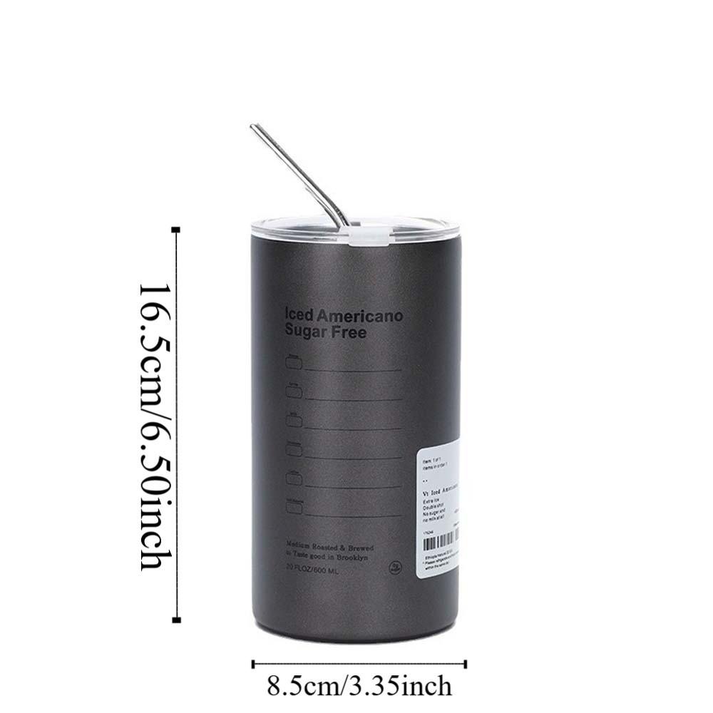 With Straw Stainless Steel Coffee Mug Double-layer Vacuum Handheld Drinking Mug Gifts