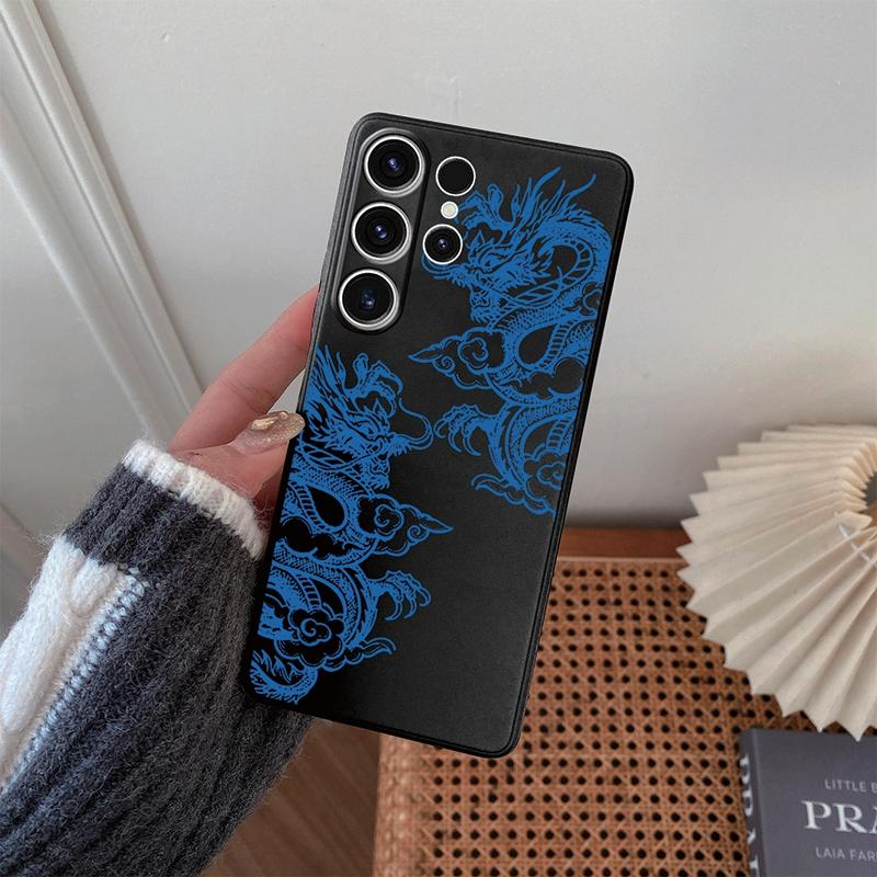 Мягкий силиконовый черный чехол с рисунком «Chines Loong» для Xiaomi Redmi Note 13 Pro 13C Poco C65 Samsung A55 S24 iPhone Camera Защитный противоударный чехол