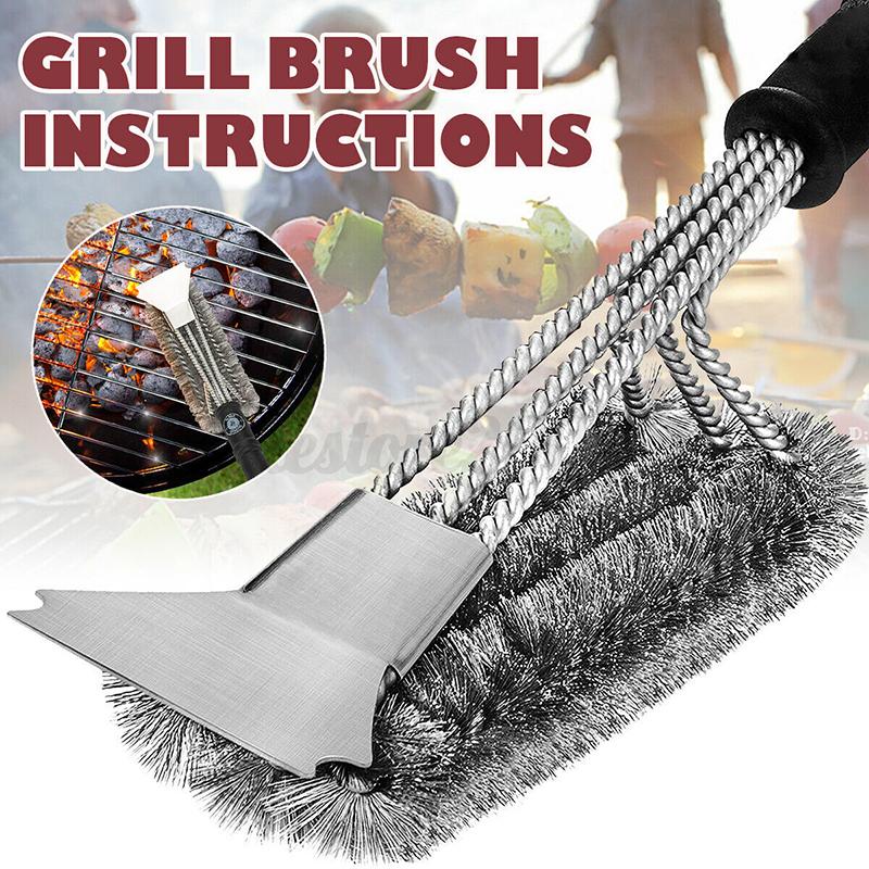 Bbq Grill Brush Scrubber Barbecue Cleaning Tool Stainless Steel Wire
