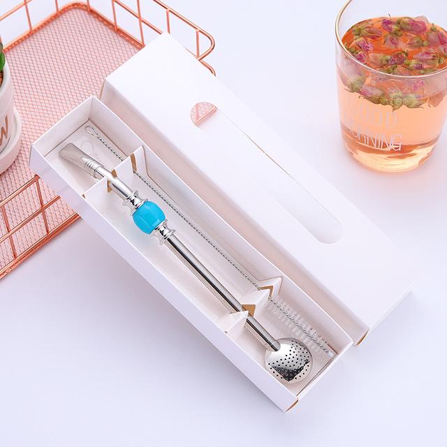 Соломинка из нержавеющей стали, ложка, чайный фильтр, соломинка, многоразовый чайный инструмент, моющийся аксессуар для бара