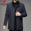 Pierre Cardin Men's Mid-length Goose Down Winter Coat with Mink Collar