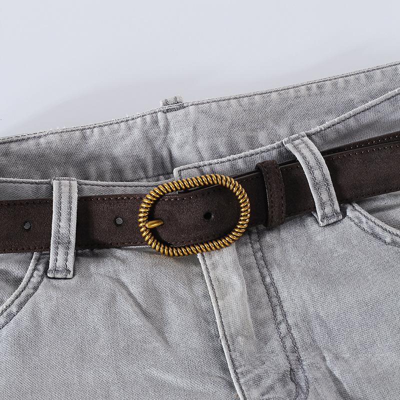Retro Suede Leather Belt Ladies Casual Pants Jeans Decorative Pin Buckle Belt Fashion Versatile