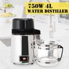 750 Вт 4 л Дистиллятор фильтров чистой воды Электрический из нержавеющей стали Бытовой очиститель Контейнер Фильтр Машина для дистиллированной воды