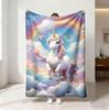 Unicorn Flannel Blanket with Custom Printing - European & American Design