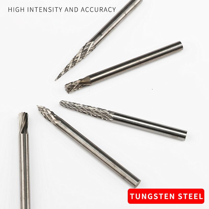 Rotary File Mixed 20Pcs Set Slot Carbide Alloy Milling Cutter Column Type Wood Carving Electric Grinding Head