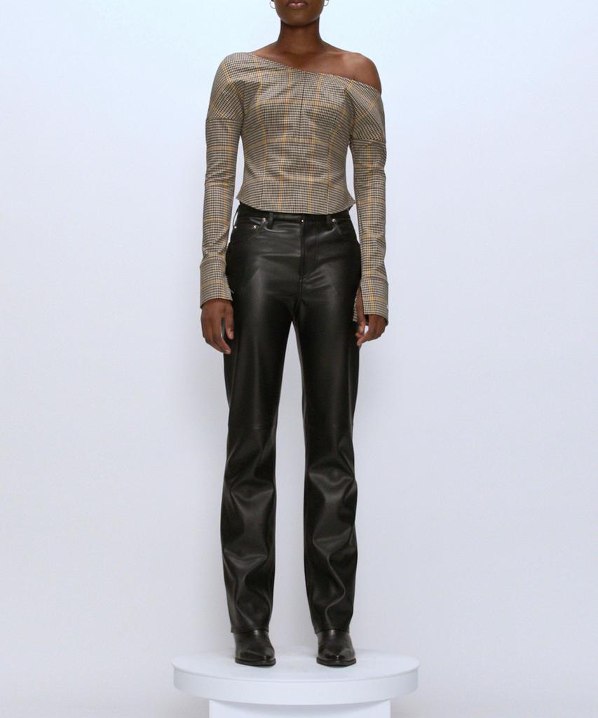 INSTANTFUNK V-Neck Check Blouse - Brown