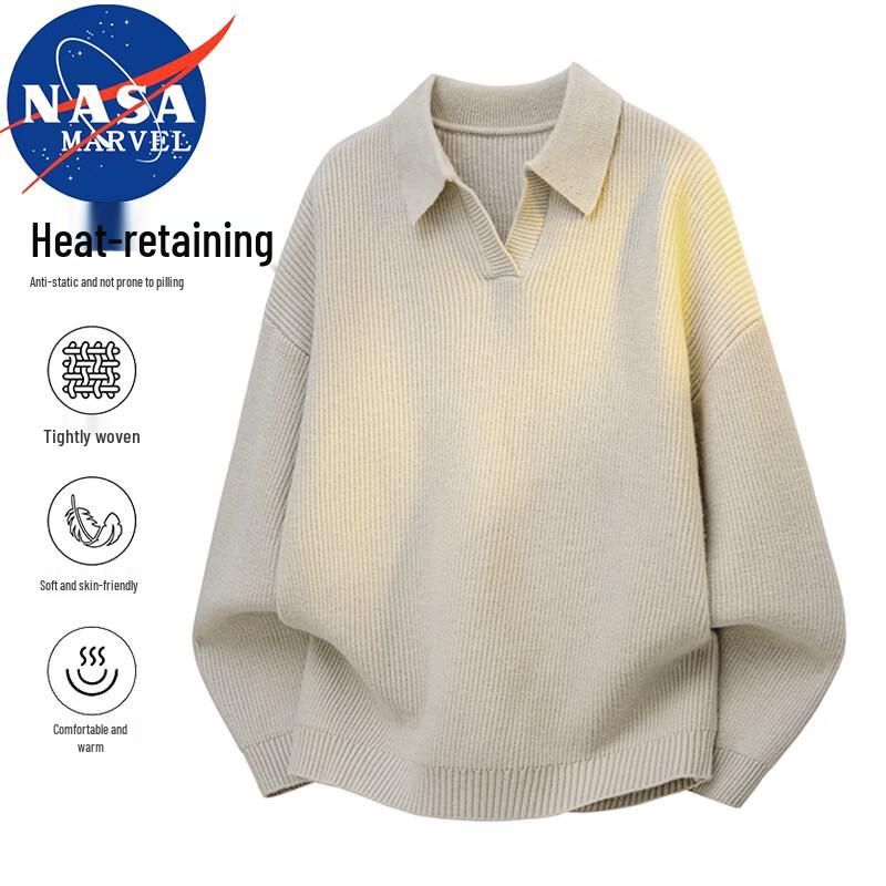 NASA MARVEL Men's Lapel Pullover Knit Sweater
