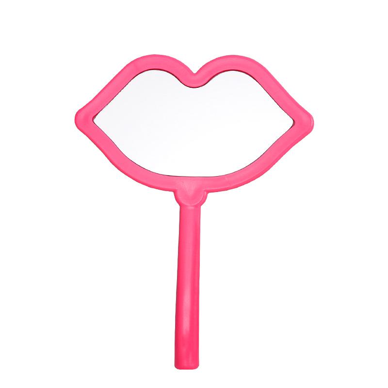 Lip-Shaped Handheld Makeup Mirror with Customizable Handle: Portable HD Mini Mirror for DIY Touch-Ups