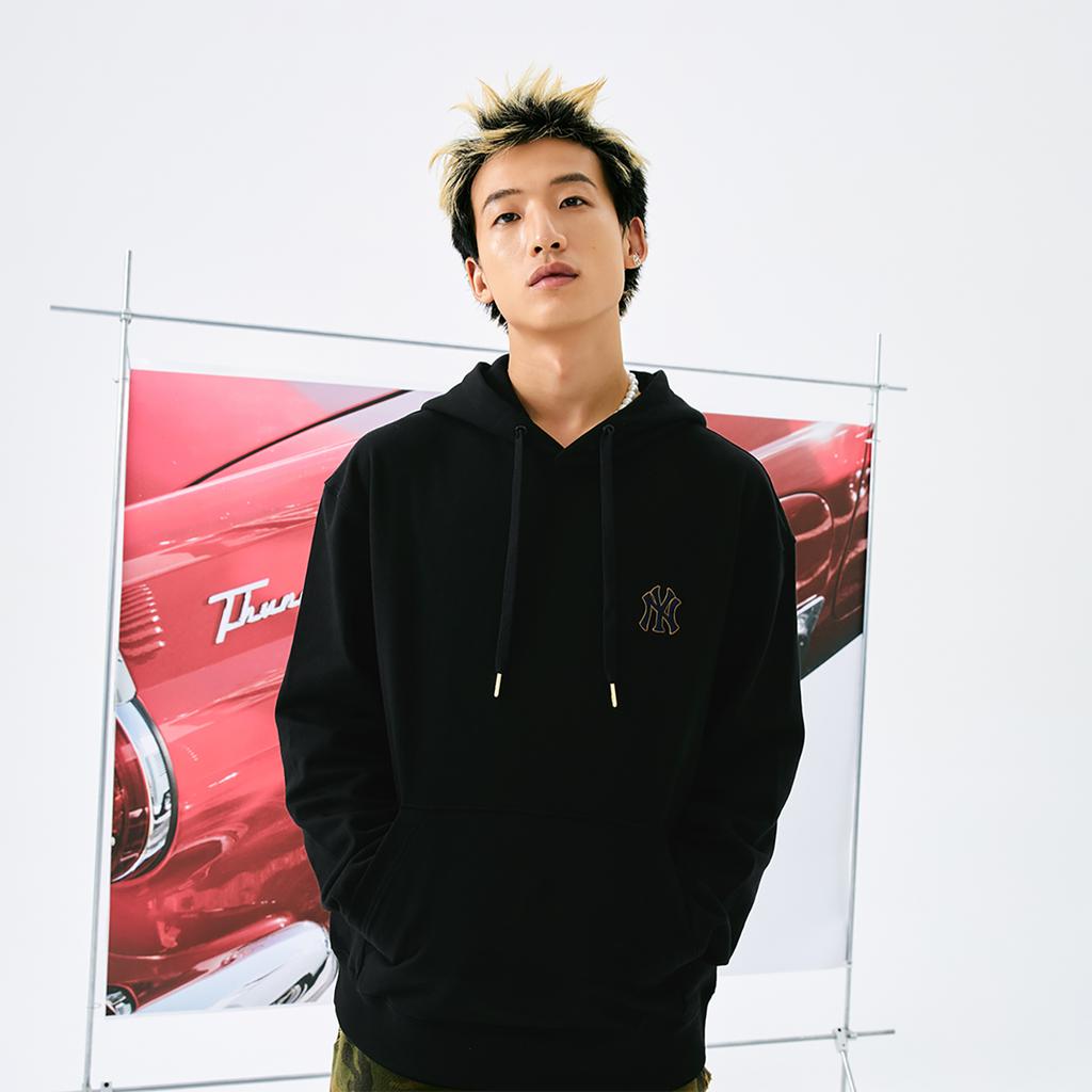 New MLB MONOGRAM Collection New York Yankees 24FW Pullover Hoodie Unisex Black 3AHDM0144-50BKS