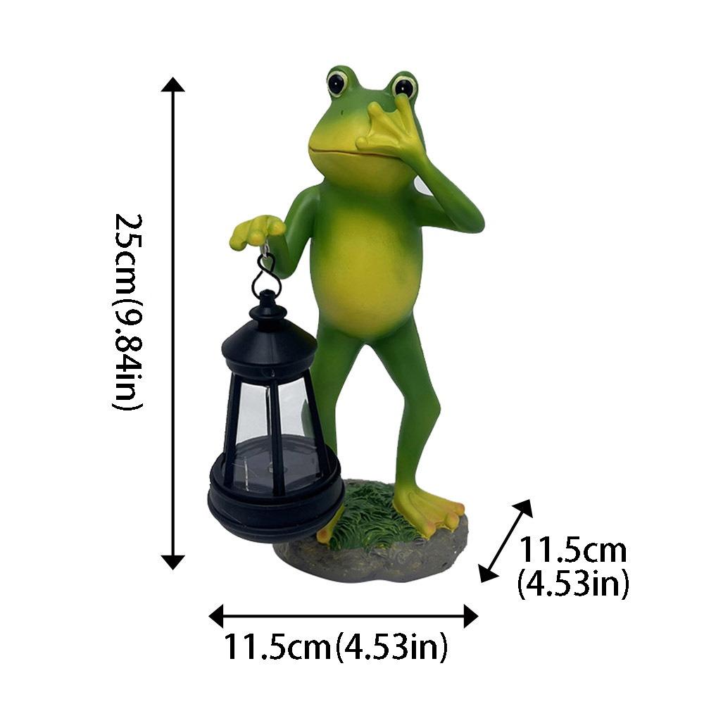 Solar Powered Solar Frog Lantern Waterproof Resin Animal Figurine Solar Garden Statue Pathway Decor LED Light Outdoor Yard Decor
