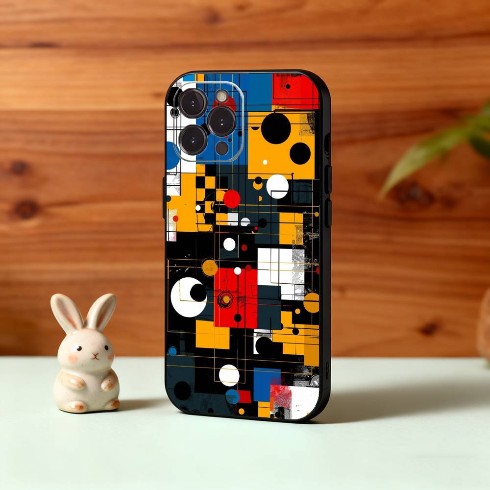 Абстрактные формы в стиле Мондриан-Баухаус Чехол для телефона Для iPhone17,16,15,14,13,12,Plus,Pro Max, 5G Другие Мягкий Черный Чехол