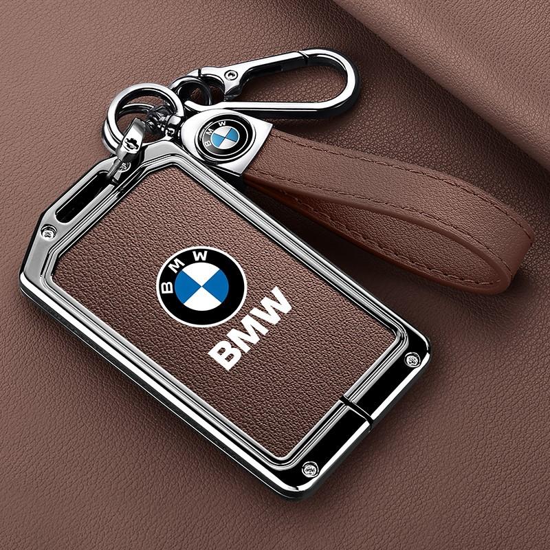 rztbk6 Vintage Leather Car Remote Card NFC Key Case Fob Cover For BMW 1 3 5 7 Series X1 X3 X5 X6 X7 535le Auto Keychain Accessories