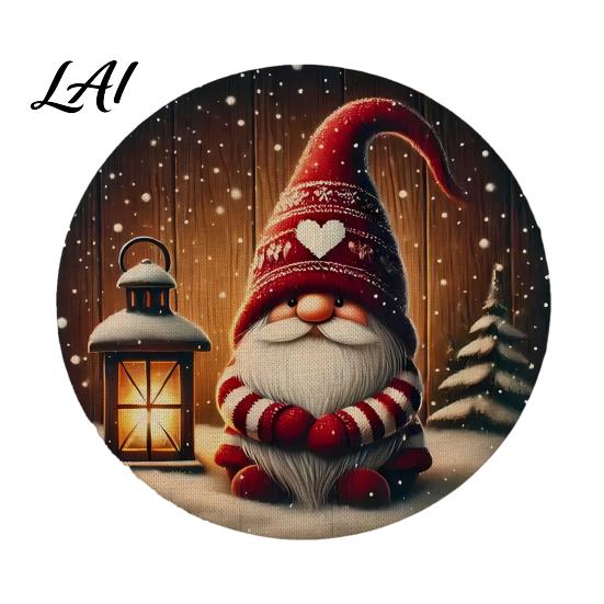 Decorative Heat Insulation Mat Round Christmas Placemat 14 Inch Festive Pattern Anti Slip Tabletop Protector Holiday Home Table Protector Place for