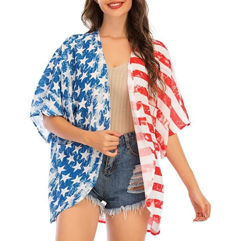 YYFS Женская мода повседневная летняя весна цветочный узор принт блузки и рубашки рукава 3/4