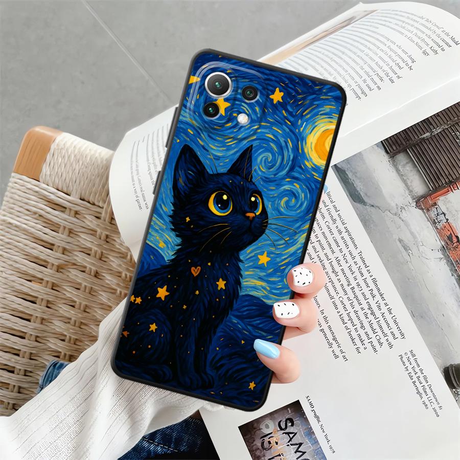 Чехол-футляр Funda для Xiaomi Mi 14 12T Pro 11T 10T 12 11 13 Lite 12X Вращающийся Звездное небо Кошка