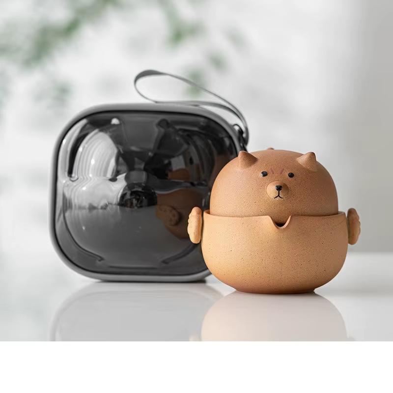 Творческий милый мультфильм животных китайский керамический чайник набор портативный сумка для хранения кунг-фу чайные сервизы чайник чашка послеобеденный чай посуда