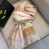Winter Fashion British Pure Wool Scarf Women's Warm Long Thickened Fringed Scarf Couple Shawl Versatile
