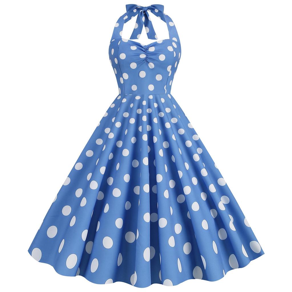 Retro 50s Hepburn-Style Waist-Cinching Slim Dress