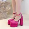 2024 Женская обувь на платформе с высоким каблуком, модные женские сексуальные красные туфли на высоком каблуке, летние двойные водонепроницаемые удобные сандалии